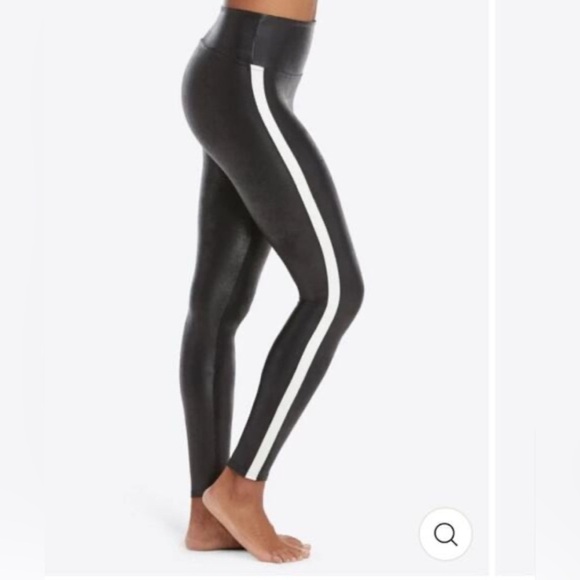 Spanx Black with a White Stripe White Women's Leggings - Picture 6 of 12